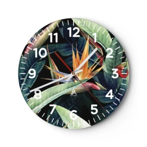 Wanduhr - Glasuhr - Flammende Blumen der Tropen - 30x30 cm