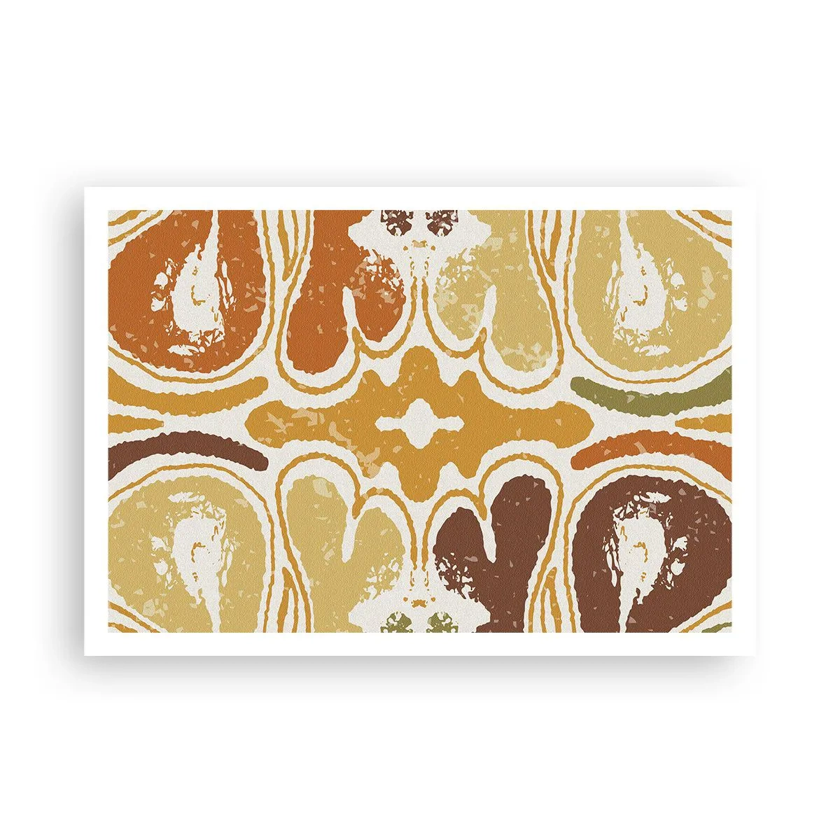 Poster - Warme abstrakte Muster in Gelb- und Brauntönen - 100x70cm - Sentimentale Abstraktion - Moderne Wanddekoration für Wohnzimmer und Schlafzimmer ARTTOR