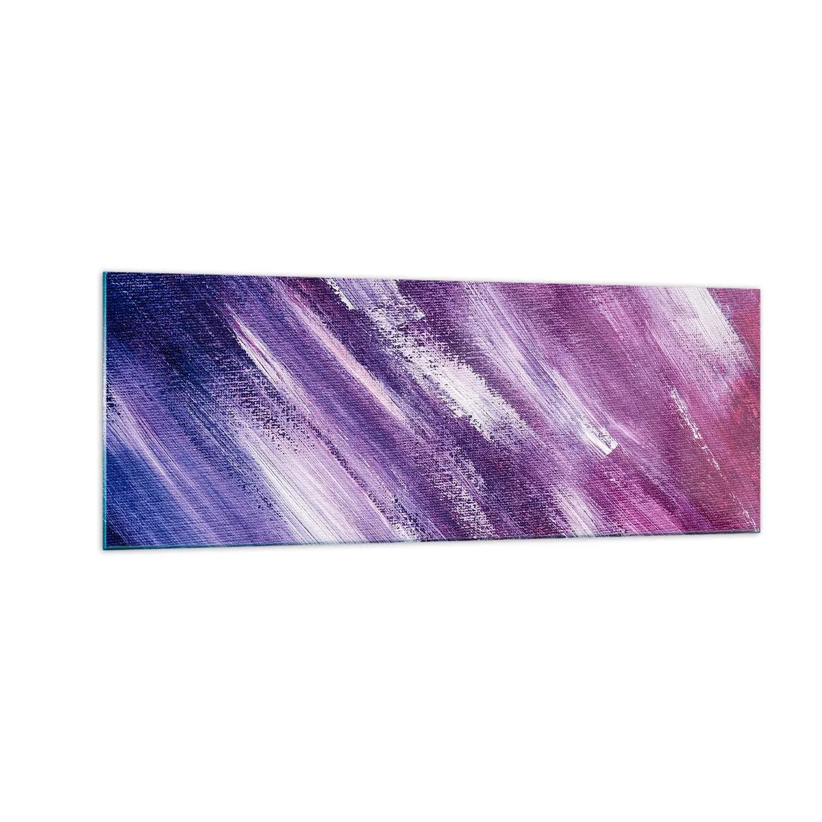 Glasbild - Bild auf glas - Abstrakte Pinselstriche in Lila- und Rosatönen - 140x50cm - Wenn der sonnige Wind weht - Moderne Wanddekoration für Wohnzimmer und Schlafzimmer ARTTOR