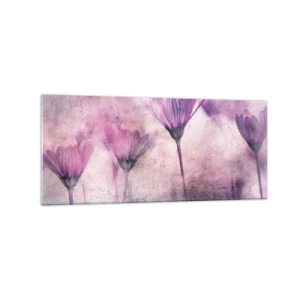 Glasbild - Bild auf glas - Zarte Blüten in Lilatönen auf hellem Untergrund - 120x50cm - Ein Blumentraum - Moderne Wanddekoration für Wohnzimmer und Schlafzimmer ARTTOR