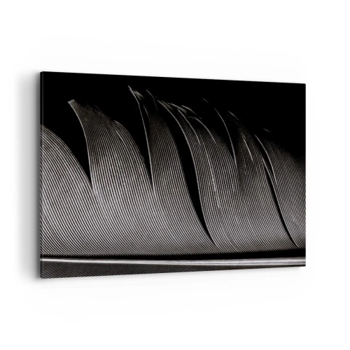 Bild auf Leinwand - Leinwandbild - Schwarz-weiße Federstruktur im minimalistischen Stil - 120x80cm - Stift – ein wunderbares Design - Moderne Wanddekoration für Wohnzimmer und Schlafzimmer ARTTOR