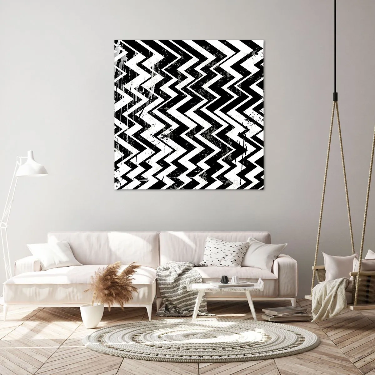 Bild auf Leinwand - Leinwandbild - Zick-weiß, Zack-schwarz - 30x30 cm