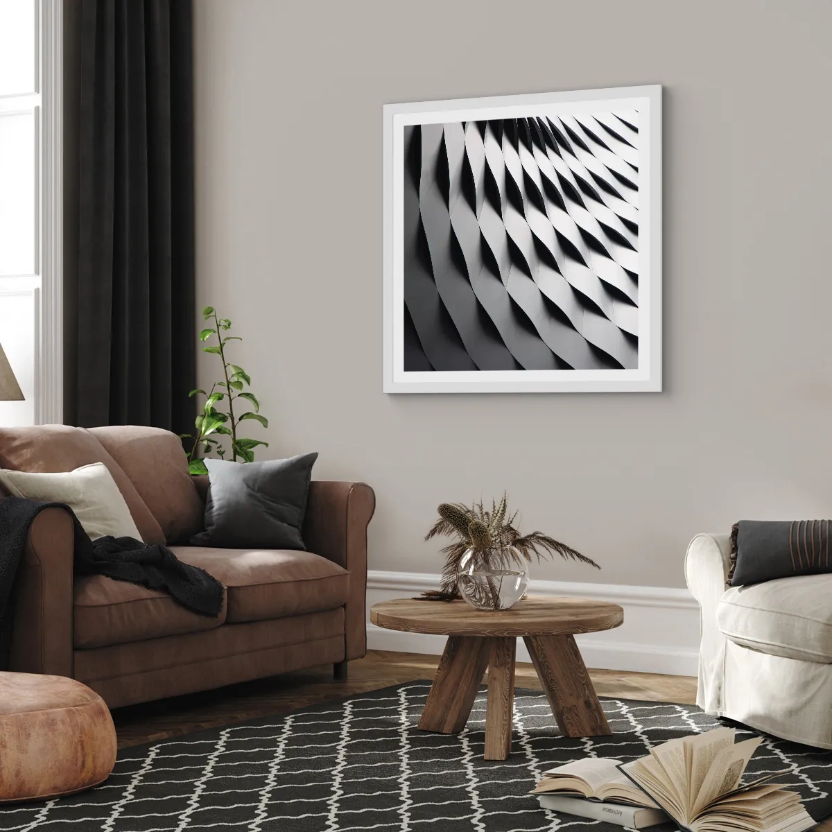 Poster in einem weißen Rahmen - Auf der Oberfläche der Wellen - 60x60 cm