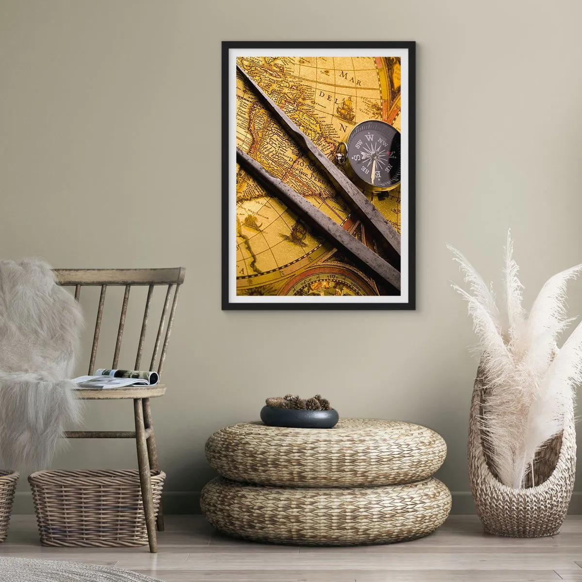 Poster in einem schwarzem Rahmen - Wo sind diese Schätze? - 30x40 cm