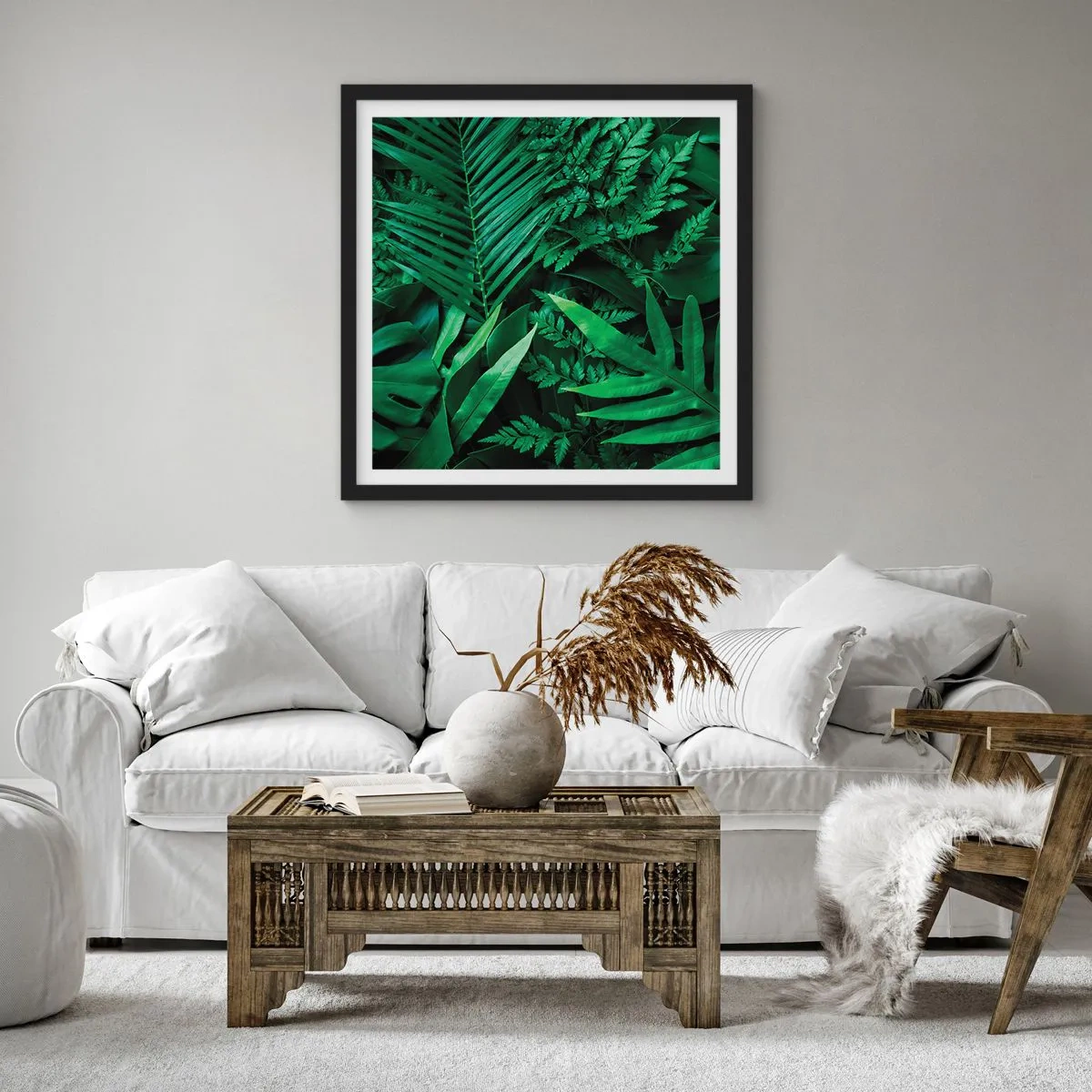 Poster in einem schwarzem Rahmen - Eingebettet ins Grüne - 30x30 cm