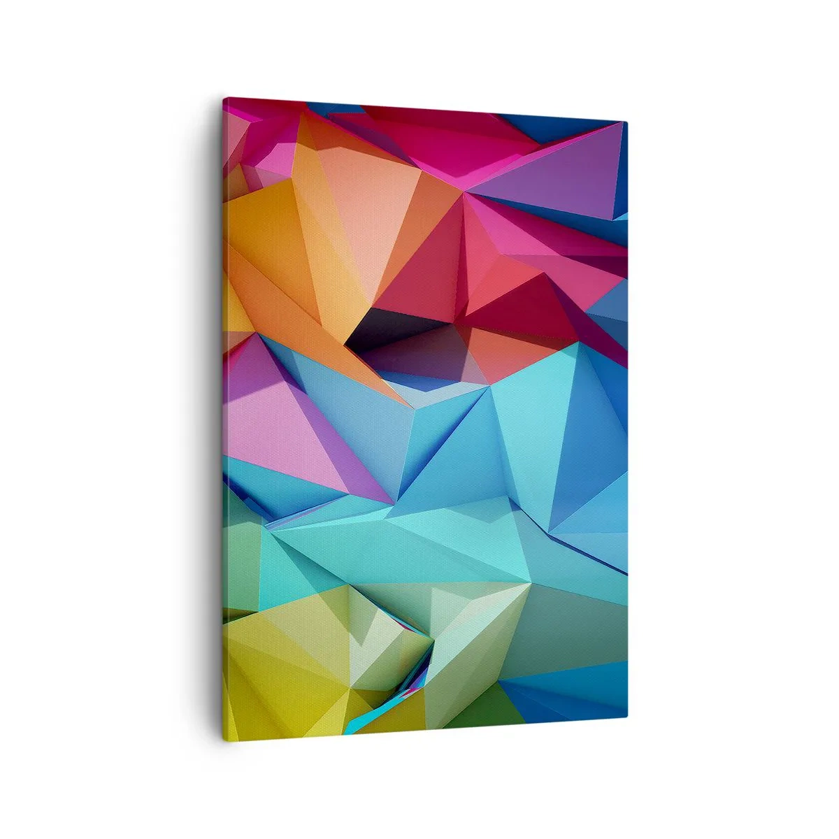 Bild auf Leinwand - Leinwandbild - Bunte geometrische Abstraktion in lebendigen Farben - 50x70cm - Regenbogen-Origami - Moderne Wanddekoration für Wohnzimmer und Schlafzimmer ARTTOR