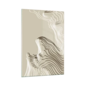 Glasbild - Bild auf glas - Minimalistische Abstraktion mit topografischen Linien auf beigem Hintergrund. - 50x70cm - Topographie der Kunst - Moderne Wanddekoration für Wohnzimmer und Schlafzimmer ARTTOR