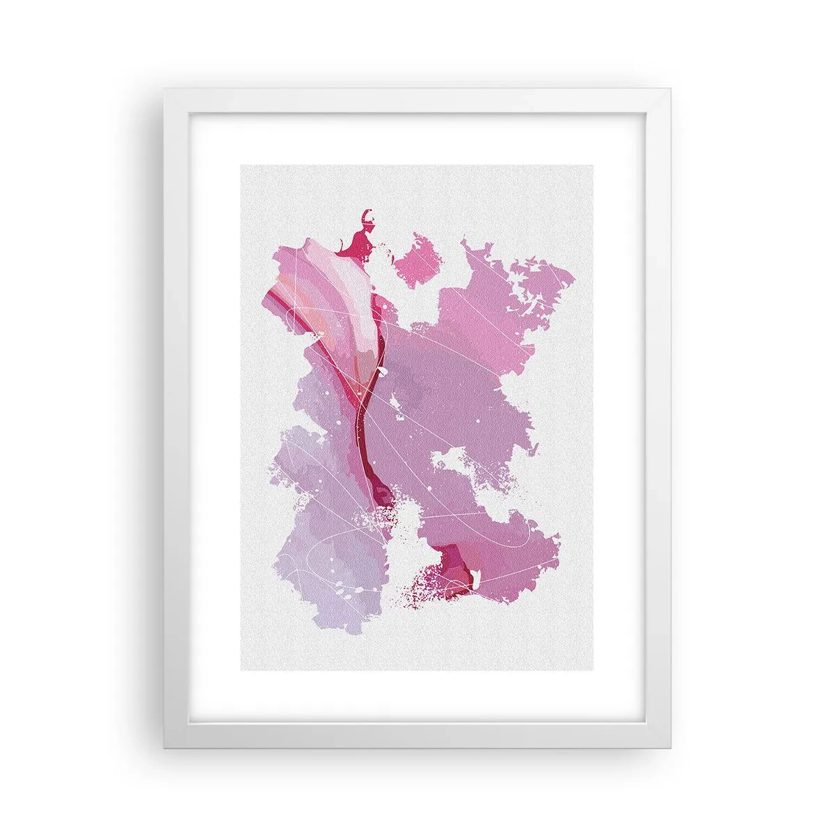 Poster in einem weißen Rahmen - Karte der Rosawelt - 30x40 cm