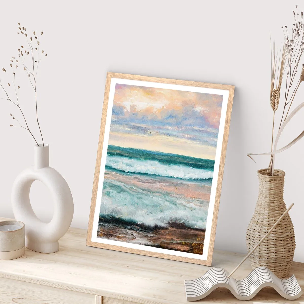 Poster in einem Rahmen aus heller Eiche - Hier werden Sie Ihre Seele baumeln lassen - 70x100 cm