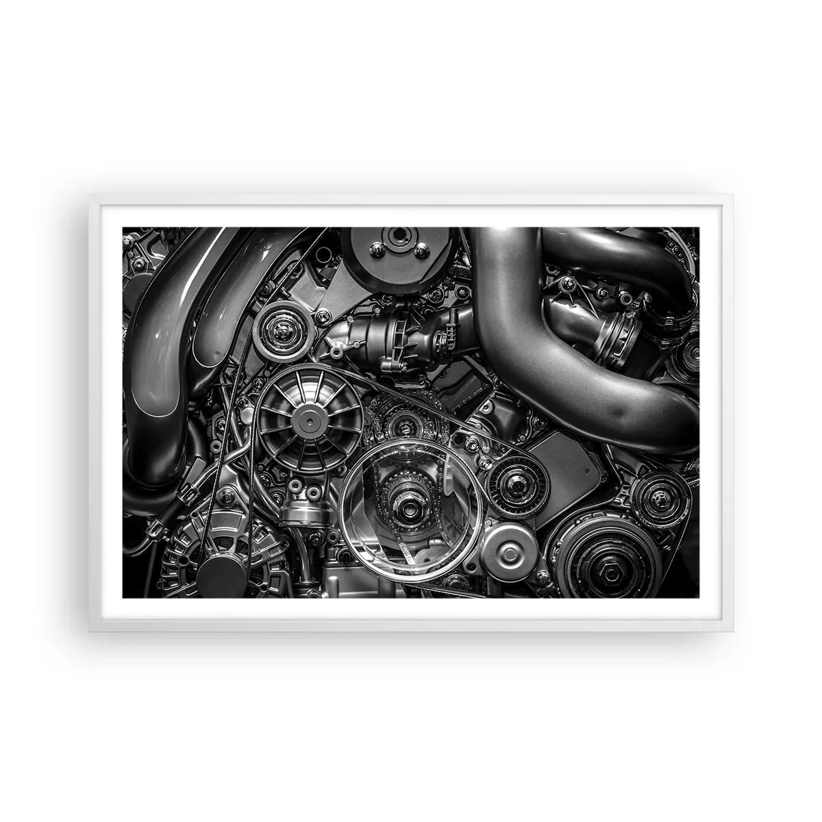 Poster in einem weißen Rahmen - Die Poesie der Mechanik - 91x61 cm