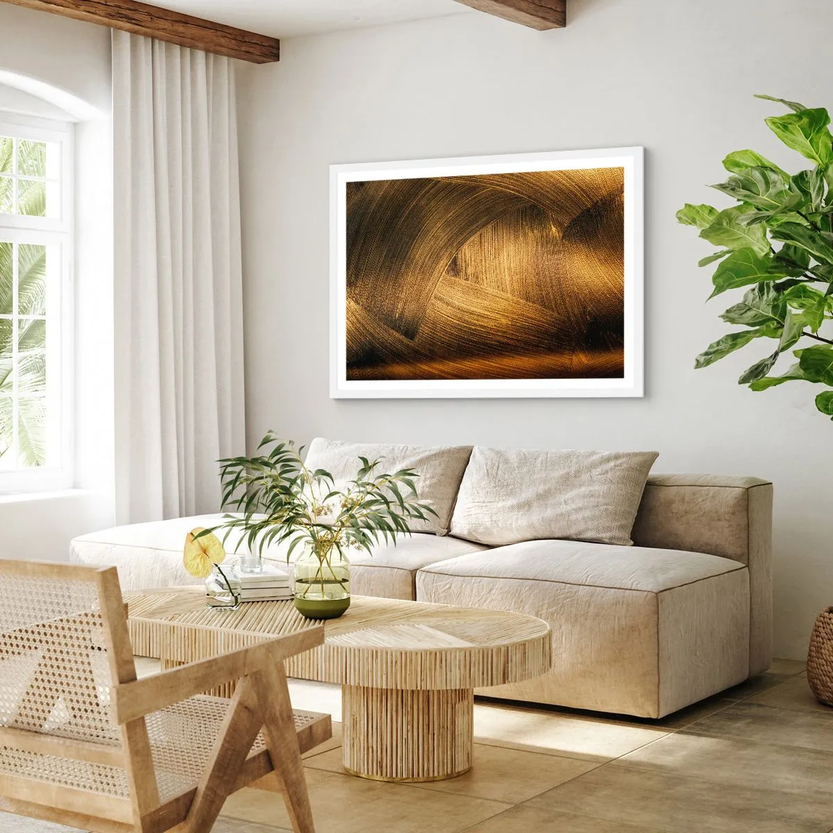 Poster in einem weißen Rahmen - In einem goldenen Labyrinth - 91x61 cm