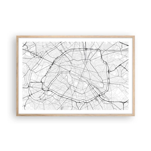 Poster in einem Rahmen aus heller Eiche - Pariser Blume - 91x61 cm