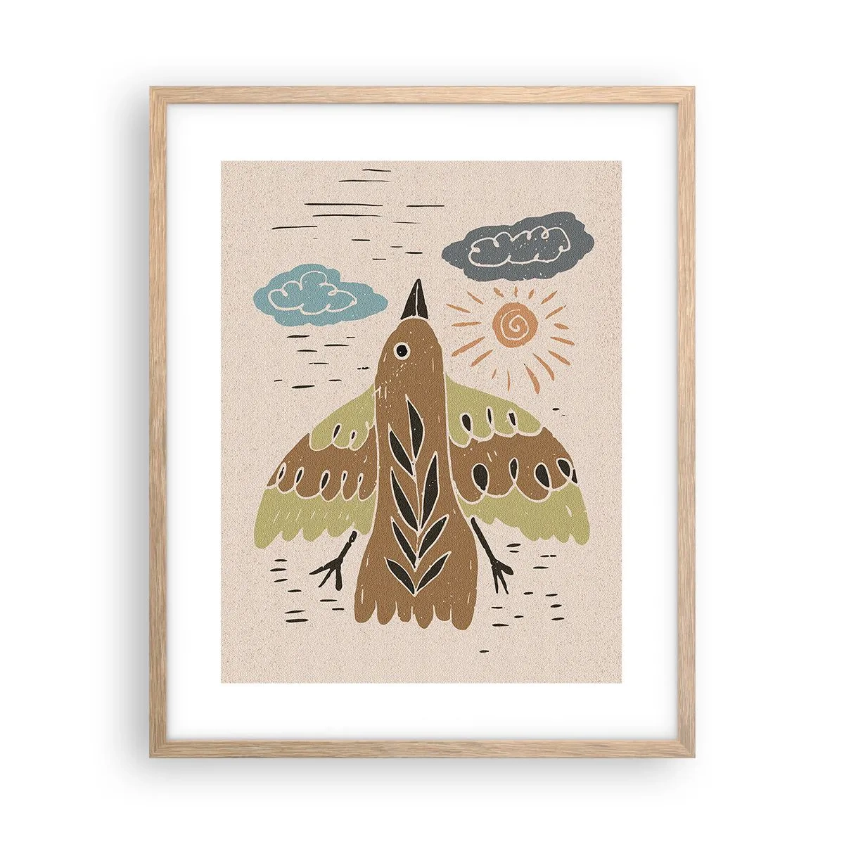 Poster in einem Rahmen aus heller Eiche - Guten Flug - 40x50 cm