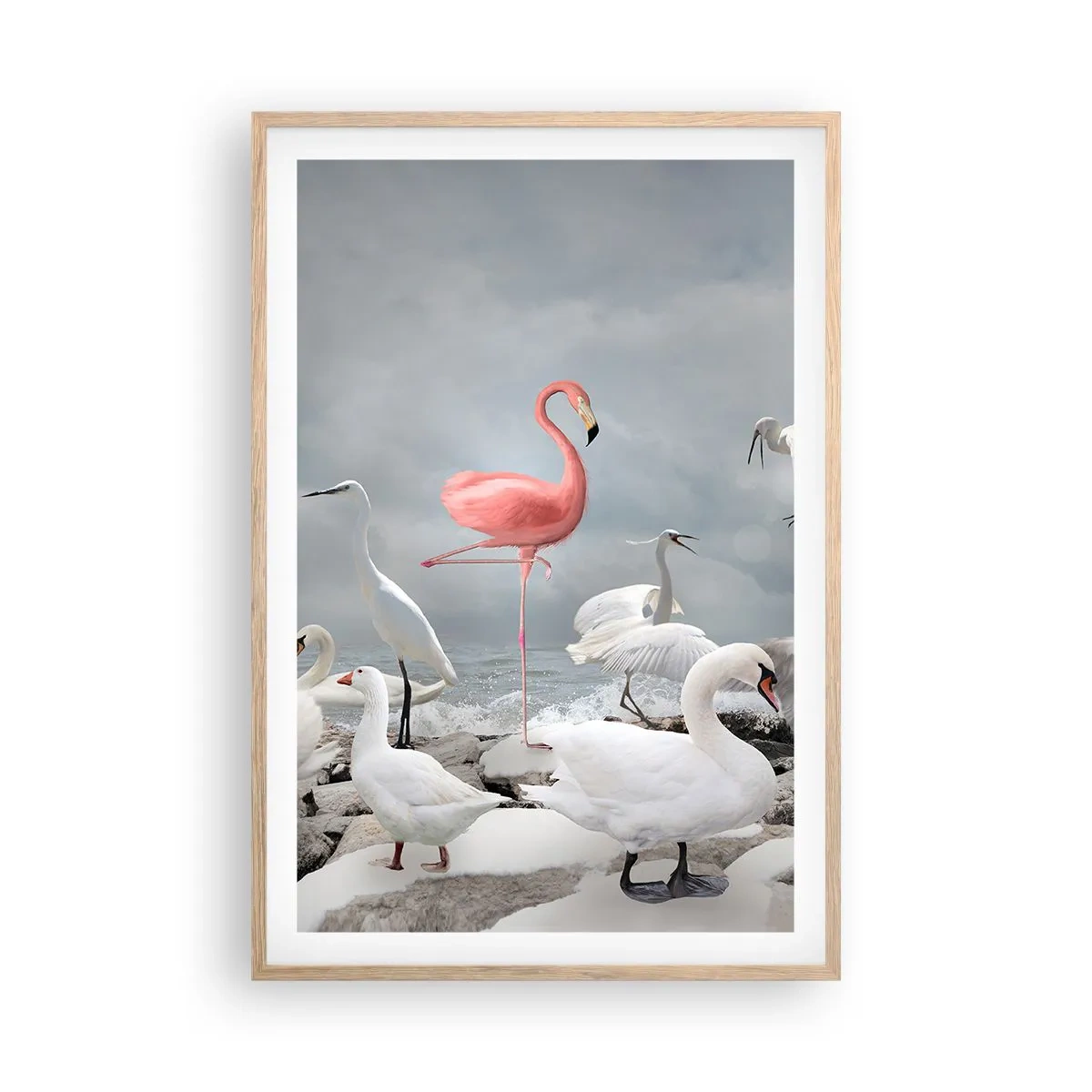 Poster in einem Rahmen aus heller Eiche - Wie kam ich hier hin? - 61x91 cm