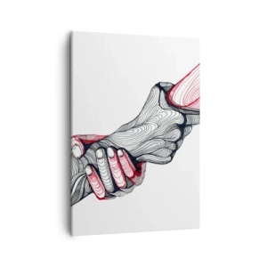 Bild auf Leinwand - Leinwandbild - Künstlerische Hände, die sich im minimalistischen Stil halten - 50x70cm - Sie sind in guten Händen - Moderne Wanddekoration für Wohnzimmer und Schlafzimmer ARTTOR