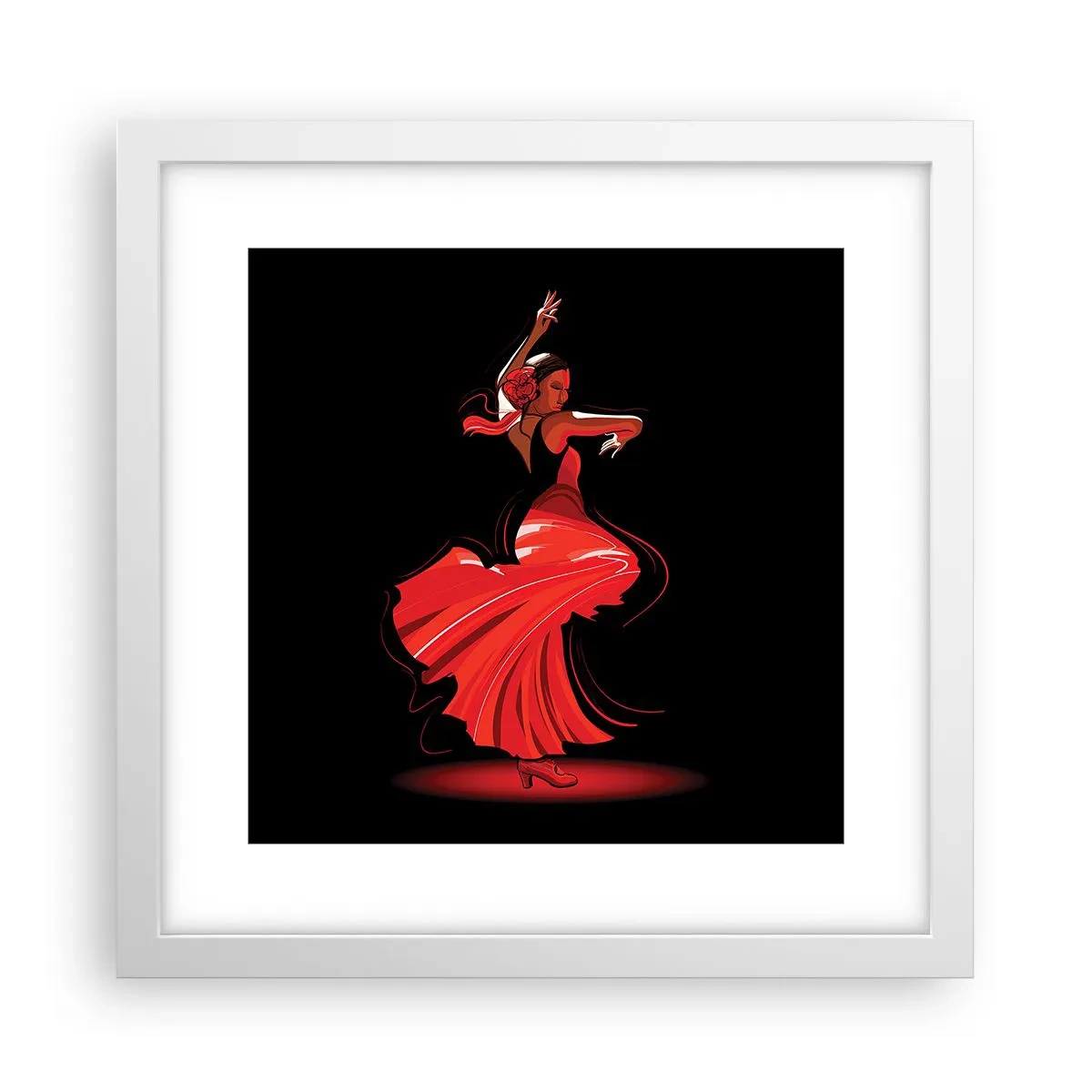 Poster in einem weißen Rahmen - Der feurige Geist des Flamenco - 30x30 cm