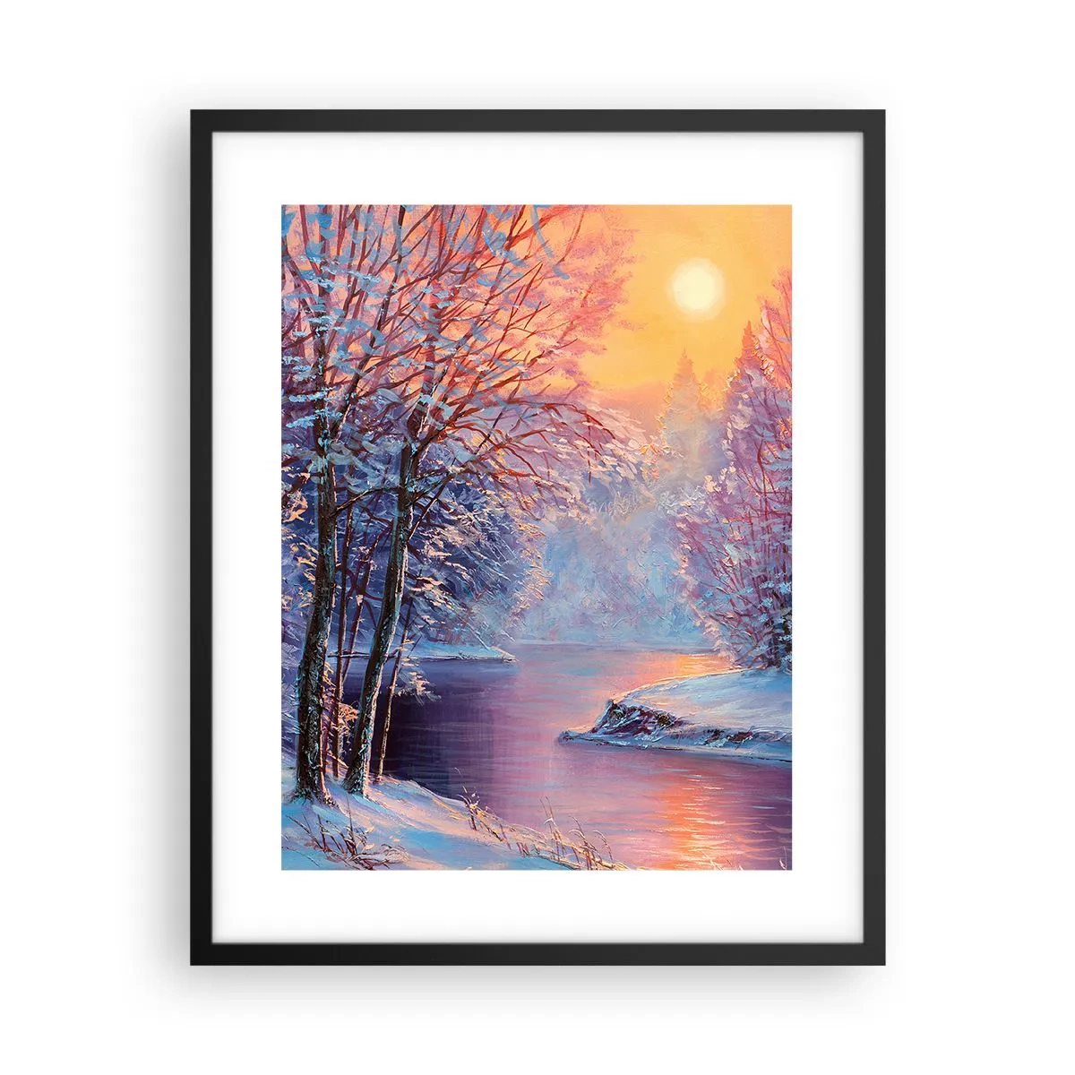 Poster in einem schwarzem Rahmen - Die Farben des Winters - 40x50 cm