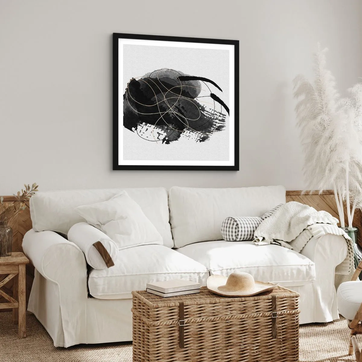 Poster in einem schwarzem Rahmen - Aus Schwarz entstanden - 60x60 cm