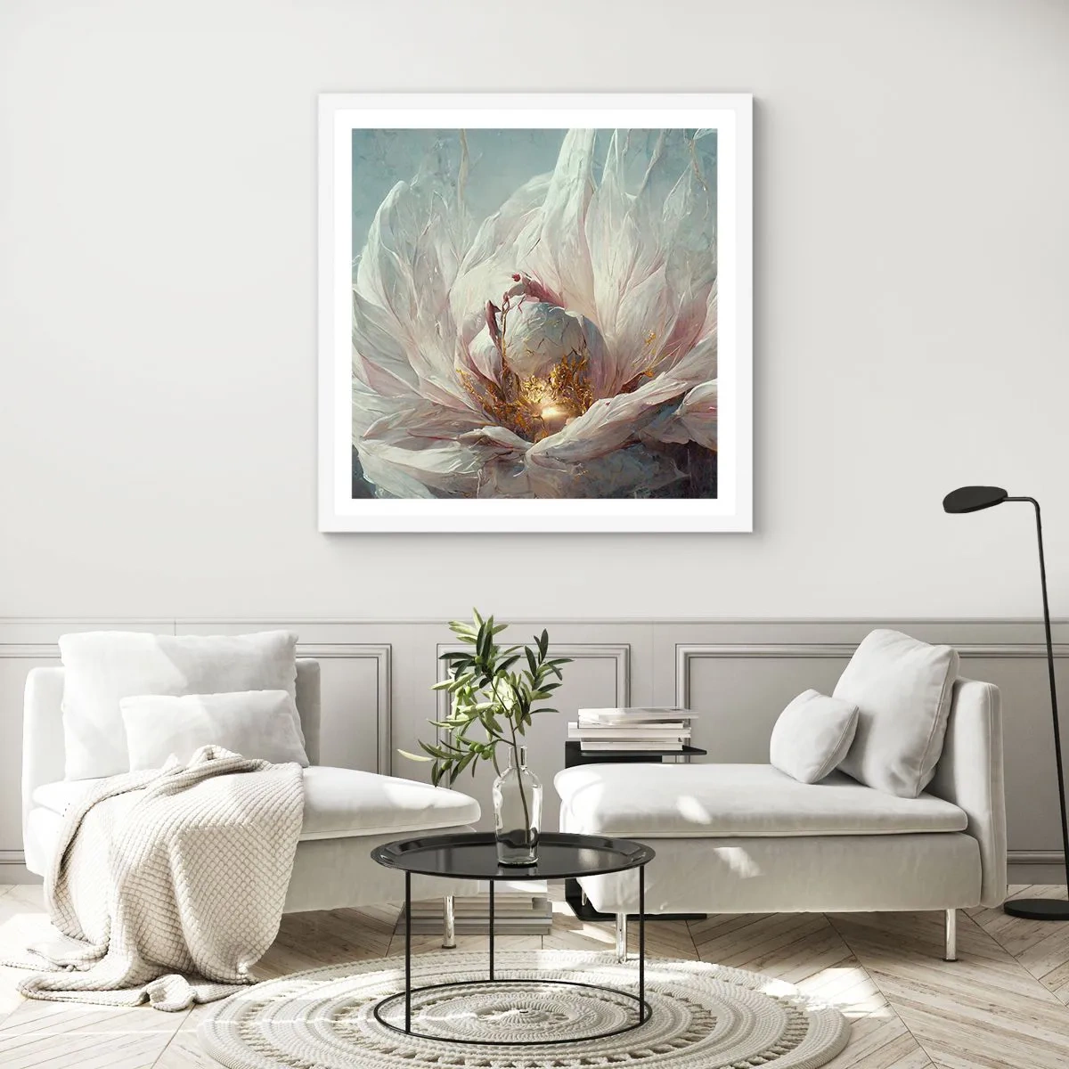 Poster in einem weißen Rahmen - Sie blüht alle hundert Jahre einmal - 40x40 cm