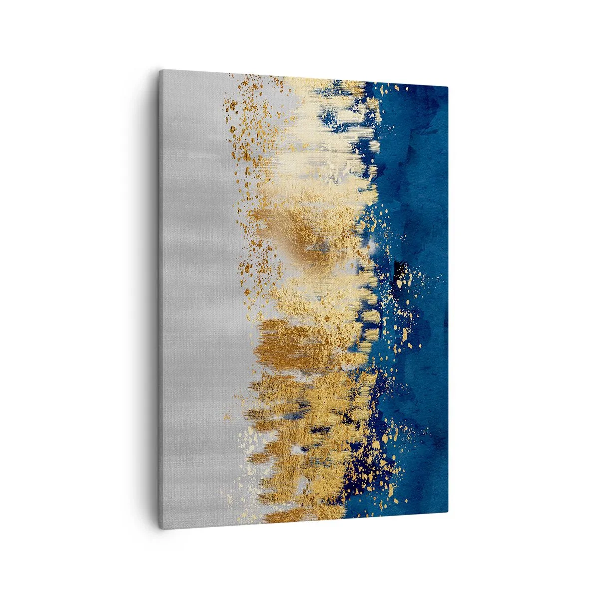 Bild auf Leinwand - Leinwandbild - Eine abstrakte Komposition in Gold- und Marineblautönen. - 50x70cm - Moderne Komposition mit Glanz - Moderne Wanddekoration für Wohnzimmer und Schlafzimmer ARTTOR