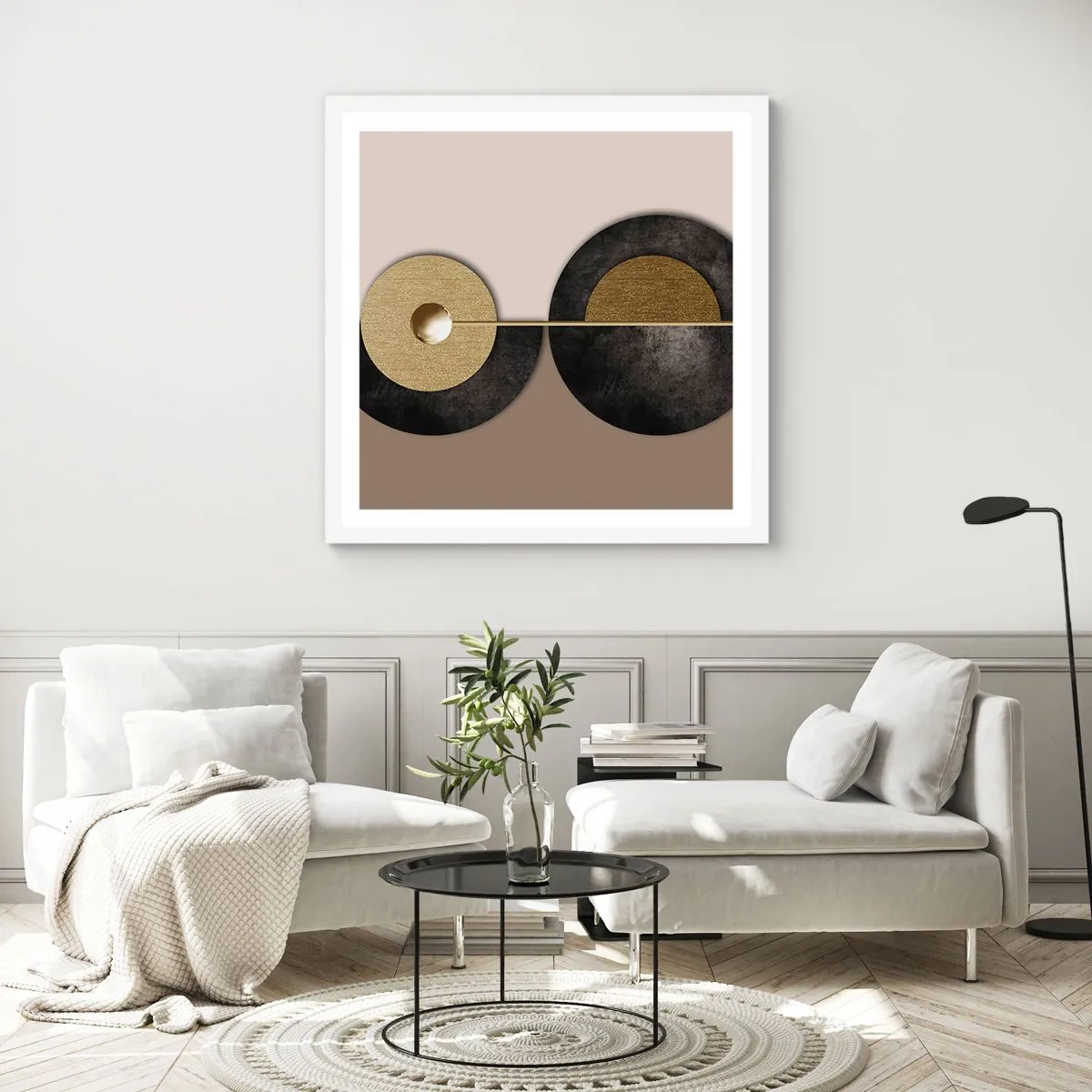 Poster in einem weißen Rahmen - Variationen rund um den Kreis - 50x50 cm