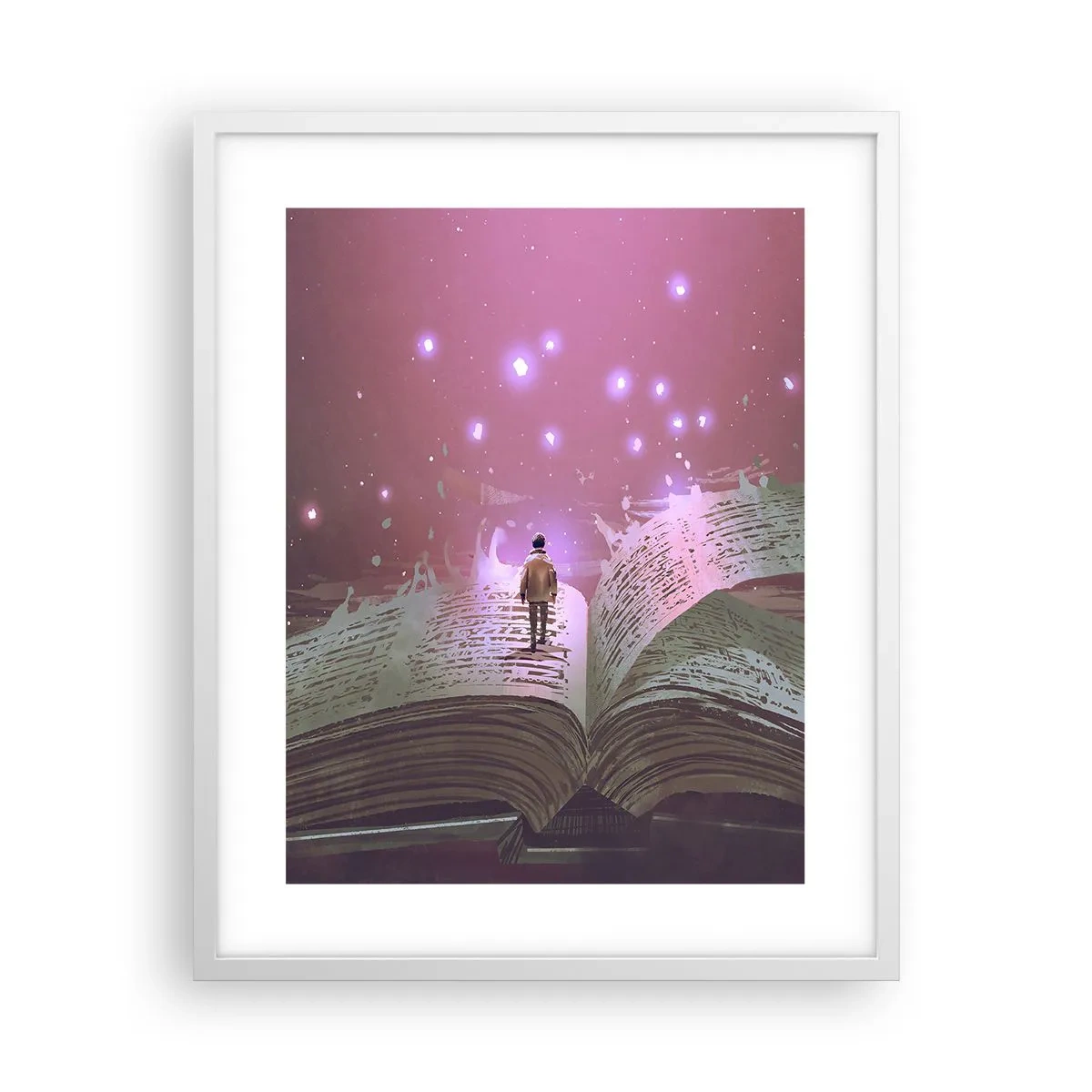 Poster in einem weißen Rahmen - Einladung in eine andere Welt - lesen Sie! - 40x50 cm