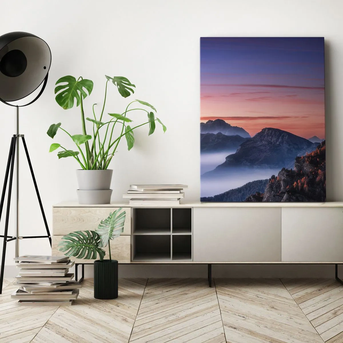 Bild auf Leinwand - Leinwandbild - Über die Täler - 55x100 cm