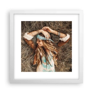 Poster in einem weißen Rahmen - Auf dem Weg in den Sommer der Liebe - 30x30 cm