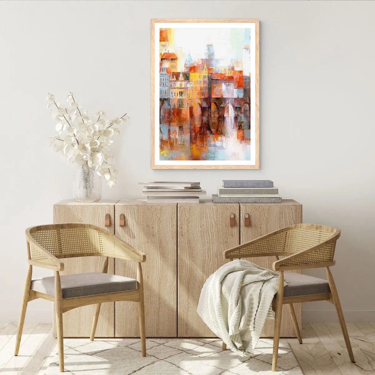 Poster in einem Rahmen aus heller Eiche - Schön ist es auch unter der Brücke - 61x91 cm