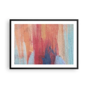 Poster in einem schwarzem Rahmen - Bunte abstrakte Pinselstriche - 70x50cm - Renne den Regenbogen hinunter - Moderne Wanddekoration für Wohnzimmer und Schlafzimmer ARTTOR