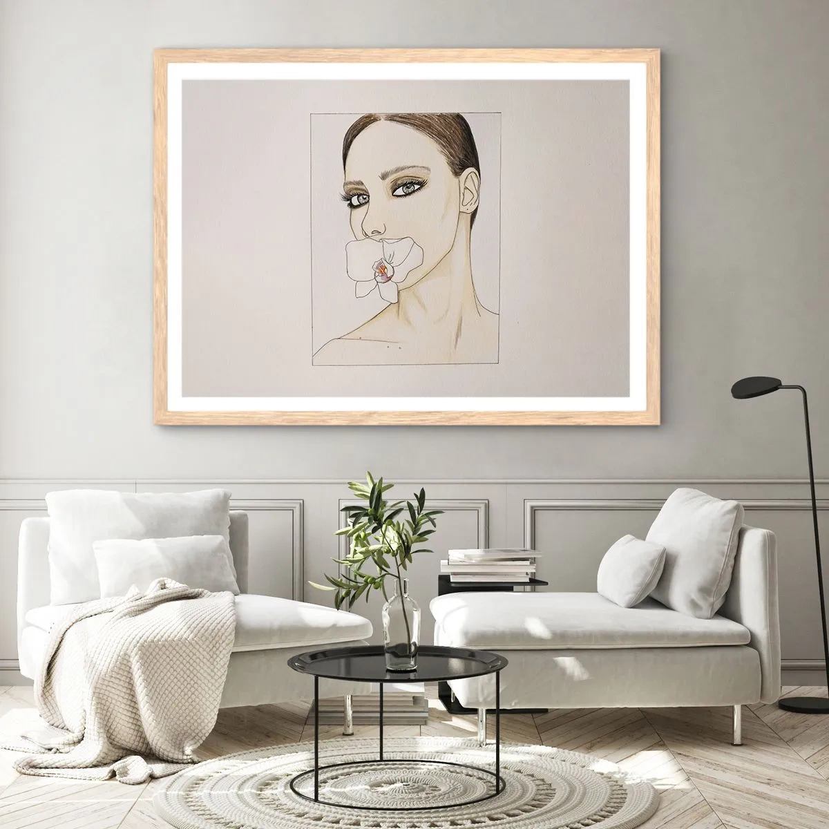 Poster in einem Rahmen aus heller Eiche - Ein Symbol für Eleganz und Schönheit - 100x70 cm