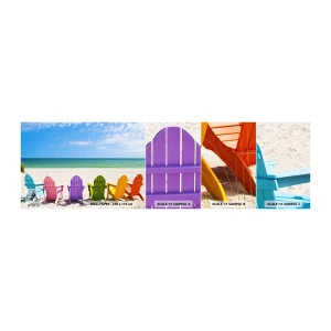 Fototapeten Muster Selbstklebend Deluxe Sticker - Regenbogenstrand - Landschaft, Strand, Liegestühle - 100x30 cm