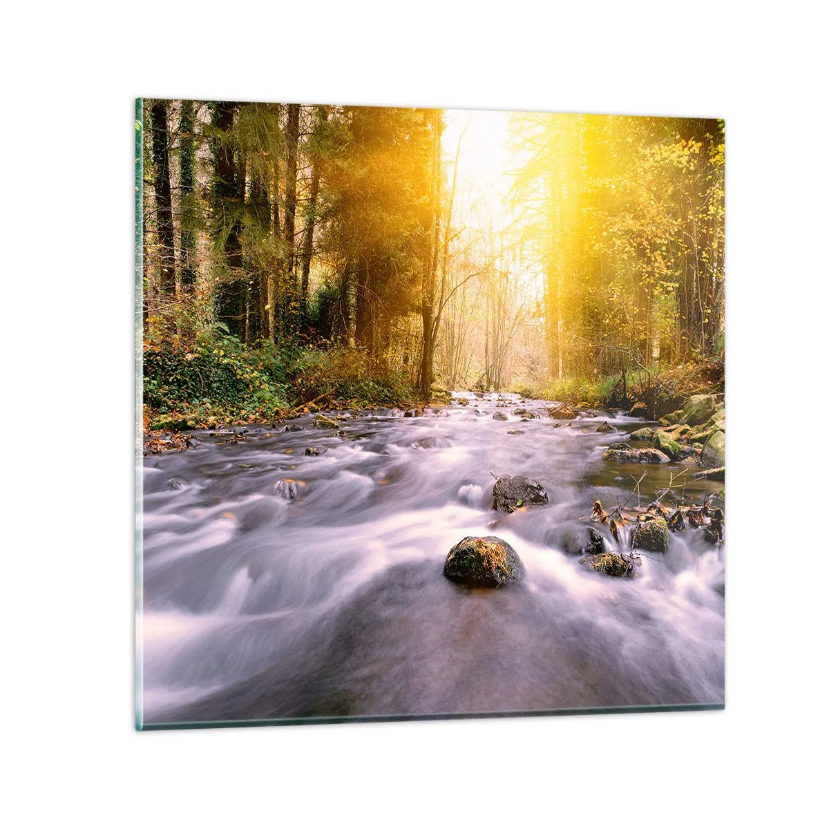 Glasbild - Bild auf glas - Malachit im Silber- und Goldrahmen - 60x60 cm