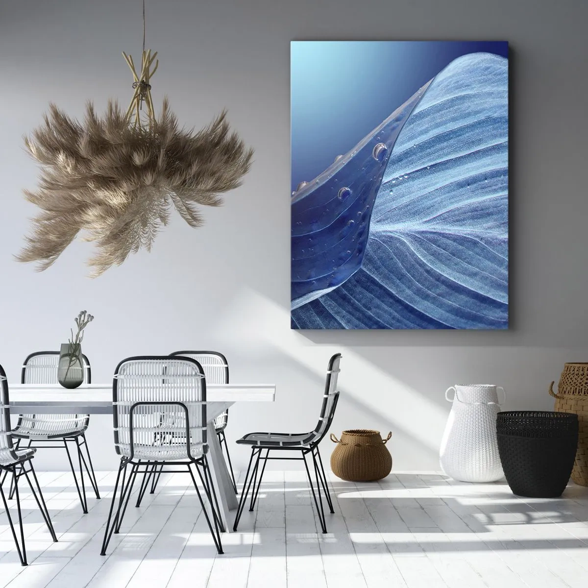 Bild auf Leinwand - Leinwandbild - Versteckte Tropfen vom Blau - 55x100 cm