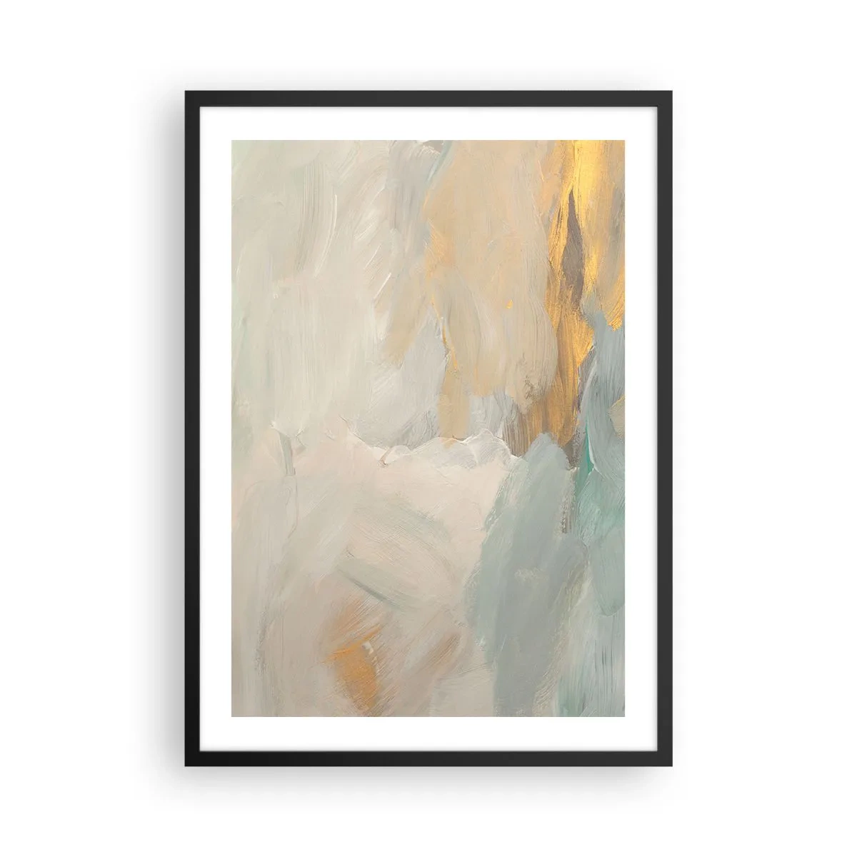Poster in einem schwarzem Rahmen - Abstrakte Gemäldekomposition in Pastelltönen - 50x70cm - Abstraktion – das Land der Sanftheit - Moderne Wanddekoration für Wohnzimmer und Schlafzimmer ARTTOR