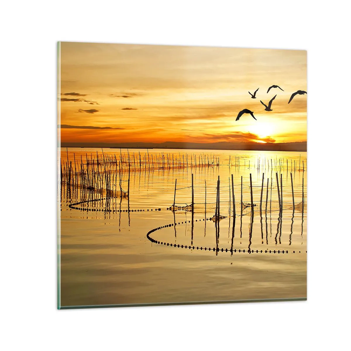 Glasbild - Bild auf glas - In der Fischerei - 40x40 cm