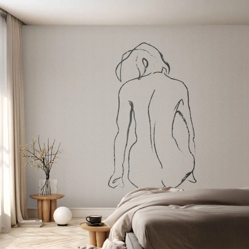 Selbstklebende Fototapete Deluxe Sticker - Mädchenakt - Akt, Linie, Zeichnung - 200x140 cm
