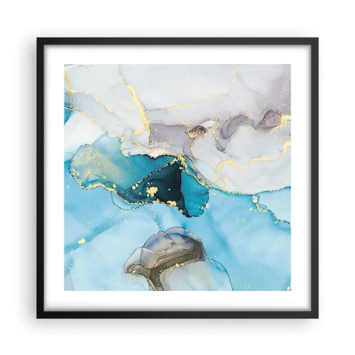 Poster in einem schwarzem Rahmen - Eine Studie über das Zusammentreffen von Grau und Türkis - 50x50 cm