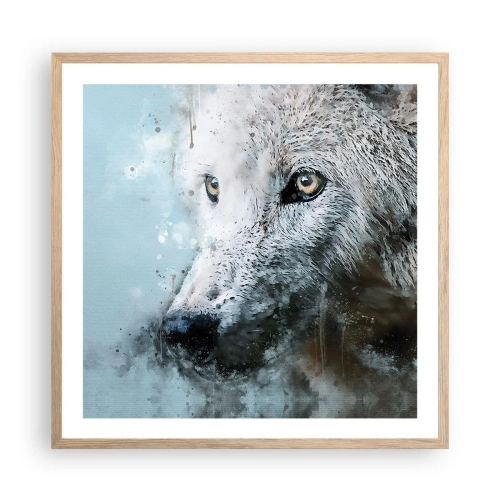 Poster in einem Rahmen aus heller Eiche - Lerne die Wolfsseele kennen - 60x60 cm
