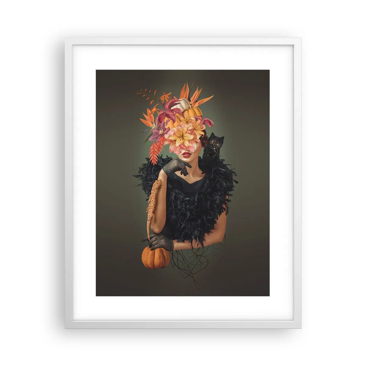 Poster in einem weißen Rahmen - Der Zauber einer Hexe - 40x50 cm