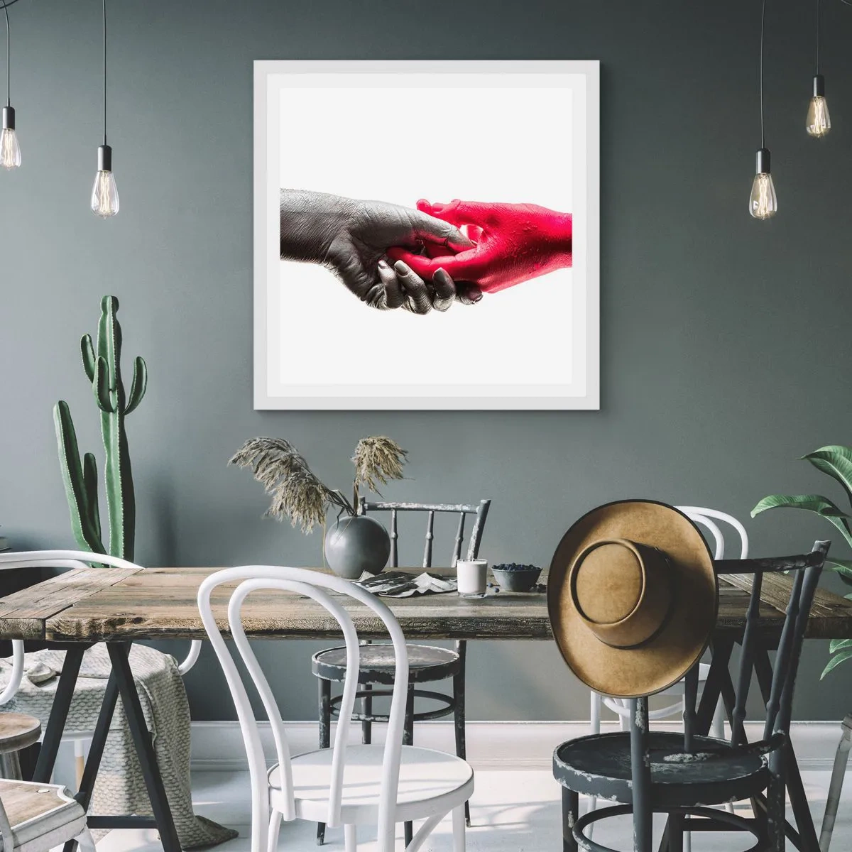 Poster in einem weißen Rahmen - Gemeinsam, obwohl anders - 40x40 cm