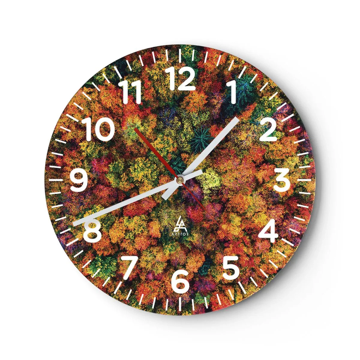 Wanduhr - Glasuhr - Blumenstrauß aus Herbstbäumen - 40x40 cm
