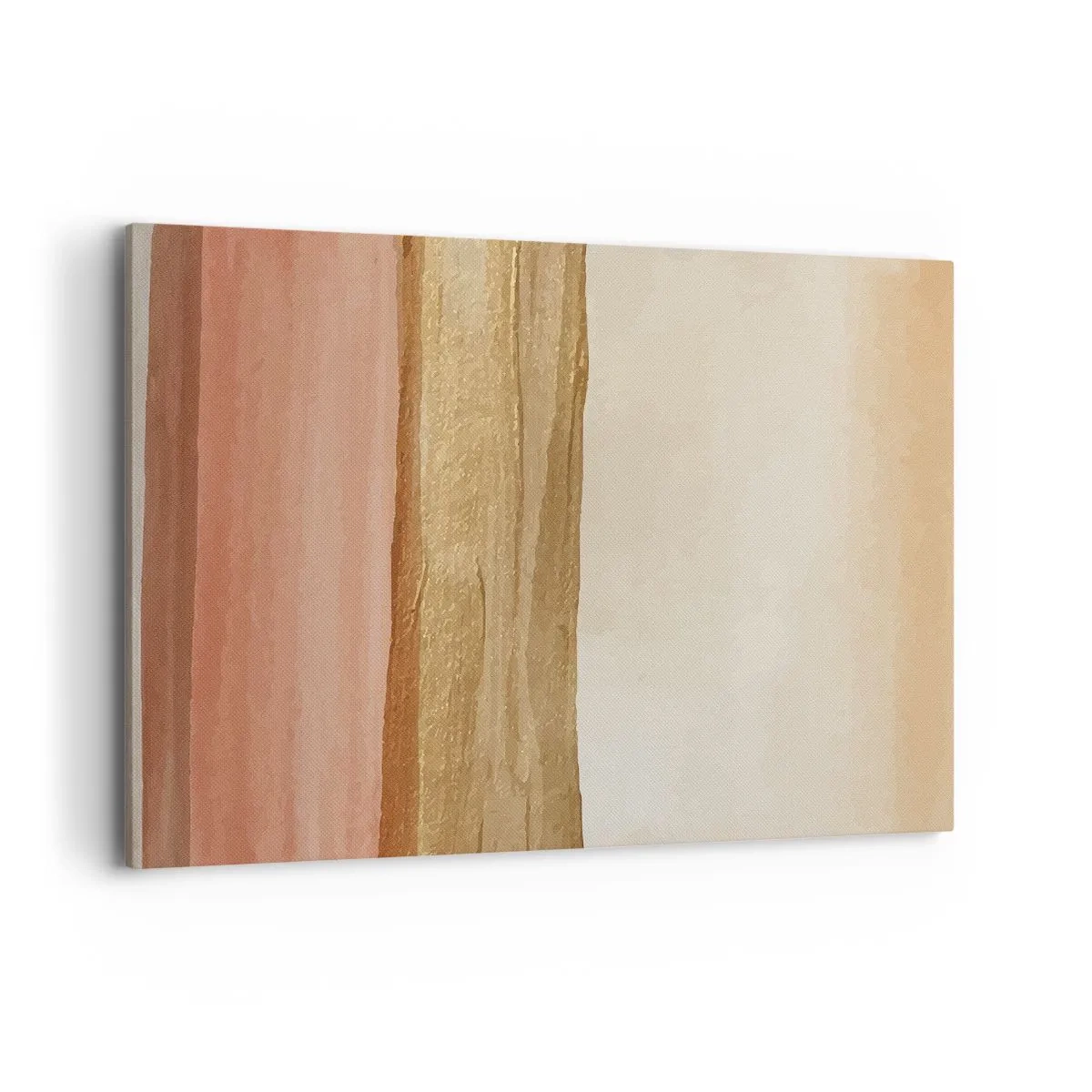 Bild auf Leinwand - Leinwandbild - Abstrakte Streifen in Beige-, Gold- und Rosatönen auf Leinwand - 100x70cm - Vertikale Komposition - Moderne Wanddekoration für Wohnzimmer und Schlafzimmer ARTTOR