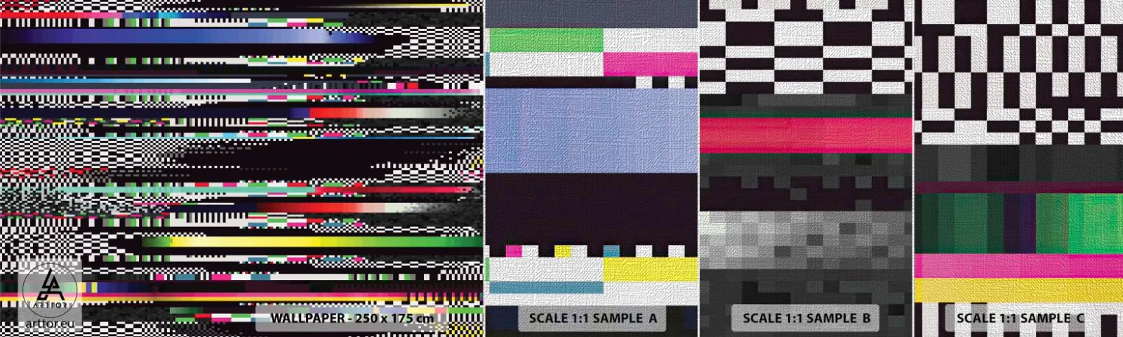 Fototapeten Muster Premium Canvas - Das Kontrollbild der Realität - Abstraktion, Stück, Digitales Rauschen - 100x30 cm