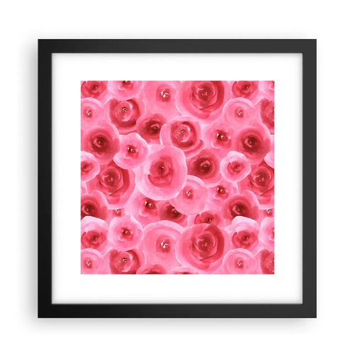 Poster in einem schwarzem Rahmen - Oben und unten Rosen - 30x30 cm
