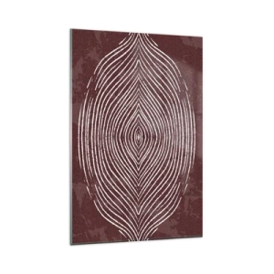 Glasbild - Bild auf glas - Symmetrische Wellen in weißen Linien auf braunem Hintergrund - 80x120cm - Der Raum spricht - Moderne Wanddekoration für Wohnzimmer und Schlafzimmer ARTTOR