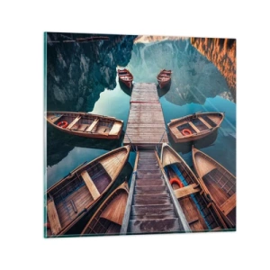 Glasbild - Bild auf glas - Ich warte am Yachthafen - 30x30 cm