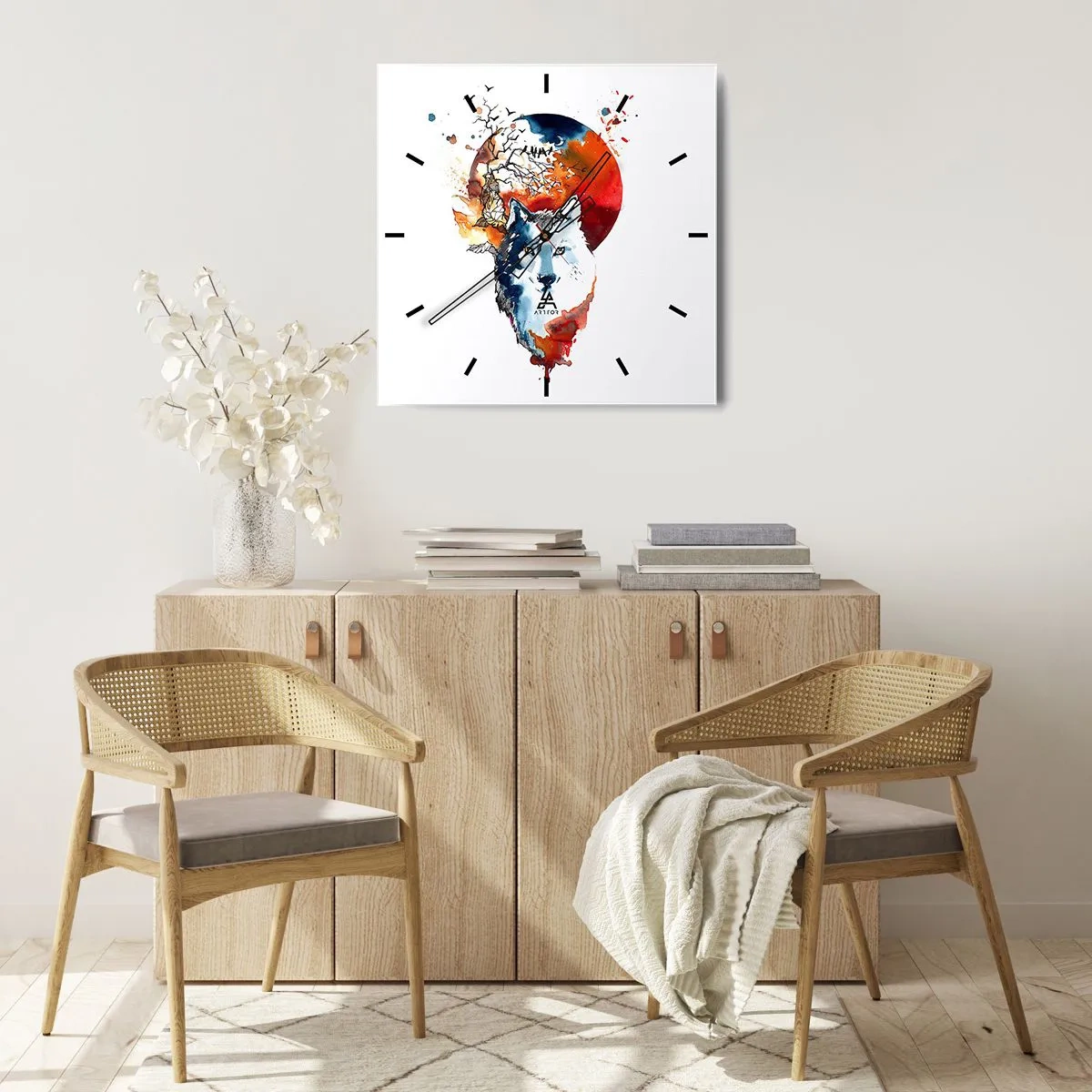 Wanduhr - Glasuhr - Nase an Nase mit der Nacht - 30x30 cm