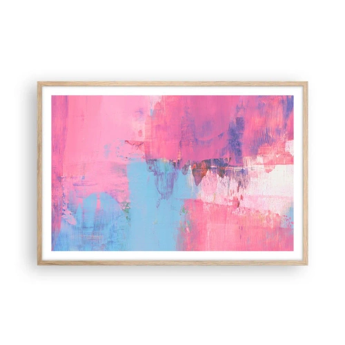 Poster in einem Rahmen aus heller Eiche - Rosa, Blau und eine Prise Licht - 91x61 cm
