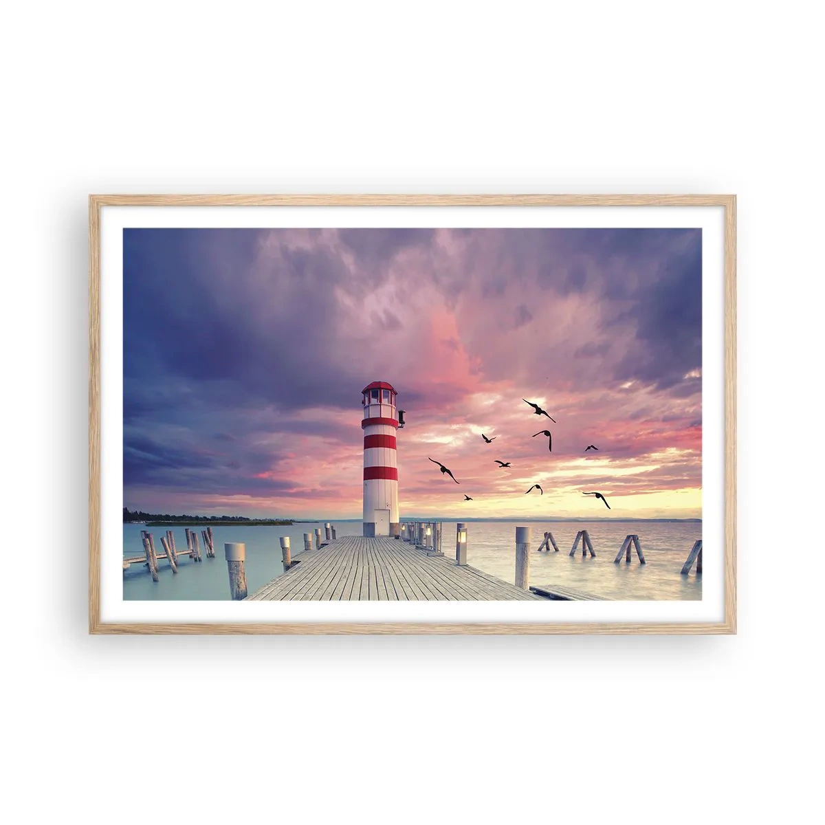 Poster in einem Rahmen aus heller Eiche - Es ist Zeit zum Hafen zu gehen - 91x61 cm